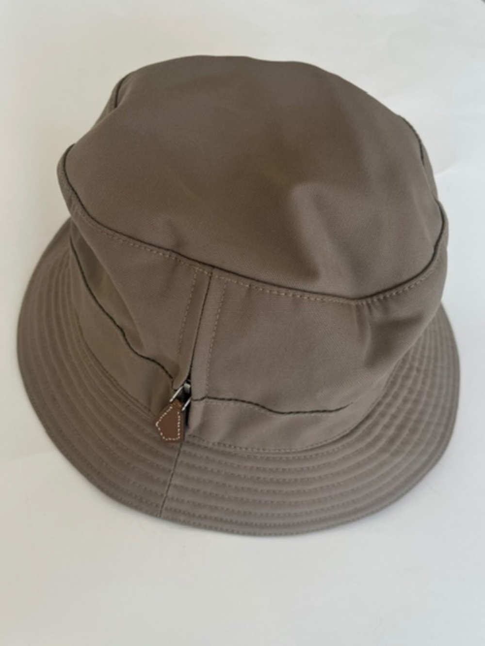 Vintage Hermes Tan 100% Cotton bucket Hat  with wool lining